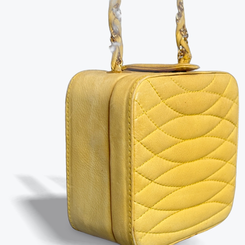 Vintage Giorgio Beverly Hills 1980s Quilted Leather Crossbody Shoulder‎ Bag Cube